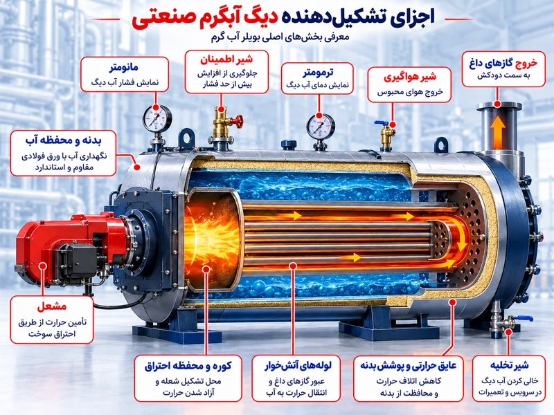 اجزای بویلر یا دیگ آب داغ